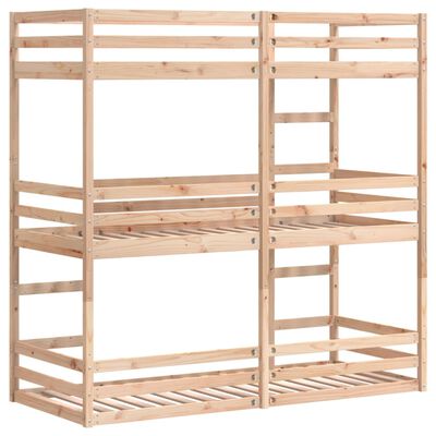 vidaXL Lit superposé triple sans matelas 90x190 cm bois de pin massif