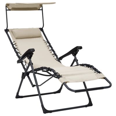 vidaXL Chaises pliables de terrasse lot de 2 Textilène Crème