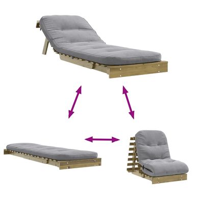 vidaXL Canapé-lit futon avec matelas 70x206x11 cm bois de pin imprégné