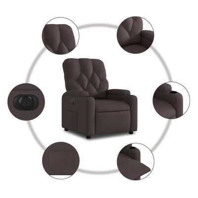 vidaXL Fauteuil inclinable électrique Marron foncé Tissu