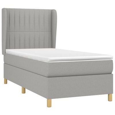 vidaXL Sommier à lattes de lit avec matelas Gris clair 90x200 cm Tissu