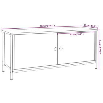 vidaXL Meuble TV avec portes chêne sonoma 102x35x45 cm bois ingénierie