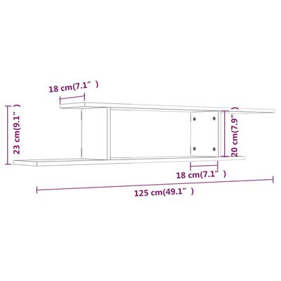 vidaXL Étagère TV murale Chêne fumé 125x18x23 cm Bois d'ingénierie