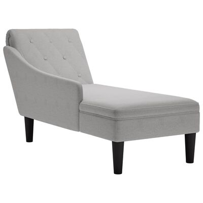 vidaXL Fauteuil long avec coussin et accoudoir droit gris nuage tissu