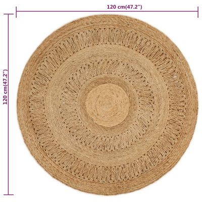 vidaXL Tapis Jute tressé à la main 120 cm Rond