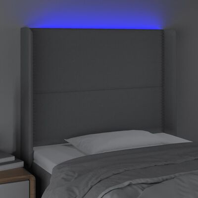 vidaXL Tête de lit à LED Gris clair 83x16x118/128 cm Tissu