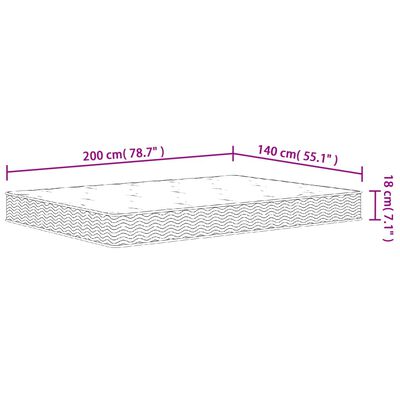 vidaXL Matelas à ressorts bonnell moyen 140x200 cm