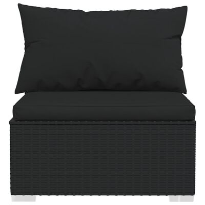 vidaXL Salon de jardin 8 pcs avec coussins Résine tressée Noir