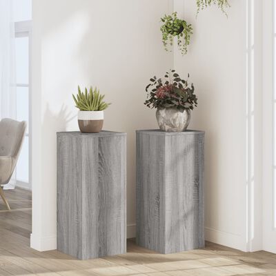 vidaXL Supports pour plantes 2 pcs sonoma gris bois d'ingénierie