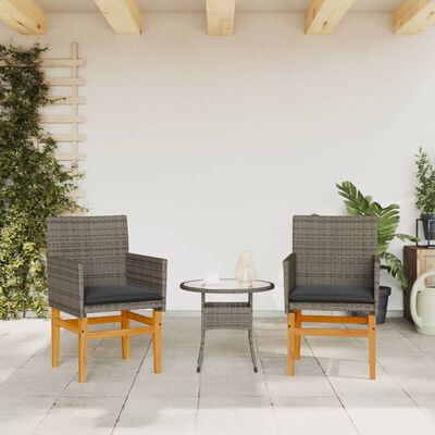 vidaXL Chaises de jardin coussins lot de 2 gris résine tressée et bois