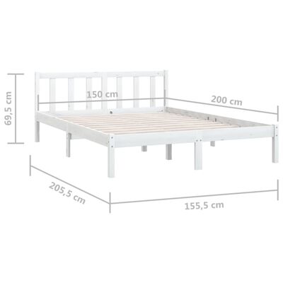 vidaXL Cadre de lit Blanc Bois de pin massif 150x200 cm Très grand