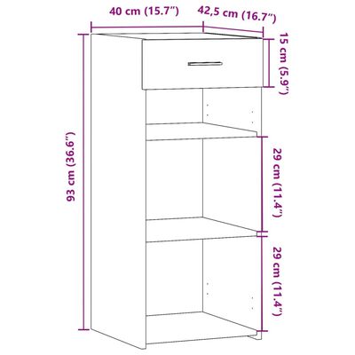 vidaXL Buffet chêne fumé 40x42,5x93 cm bois d'ingénierie