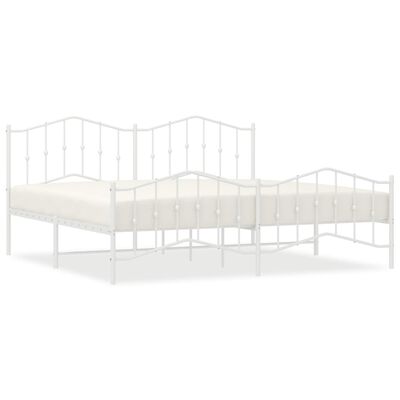 vidaXL Cadre de lit métal sans matelas et pied de lit blanc 193x203 cm