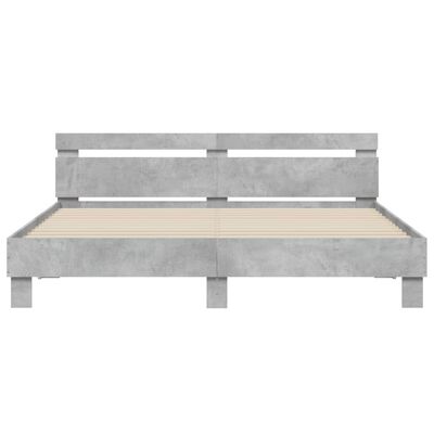 vidaXL Cadre de lit avec LED sans matelas gris béton 180x200 cm