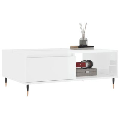 vidaXL Table basse blanc brillant 90x60x35 cm bois d'ingénierie