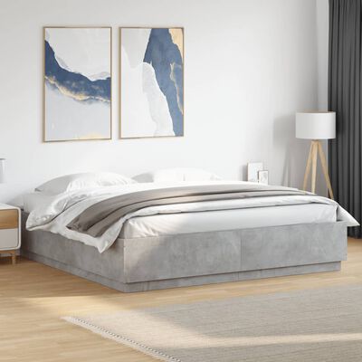 vidaXL Cadre de lit avec lumières LED gris béton 180x200 cm
