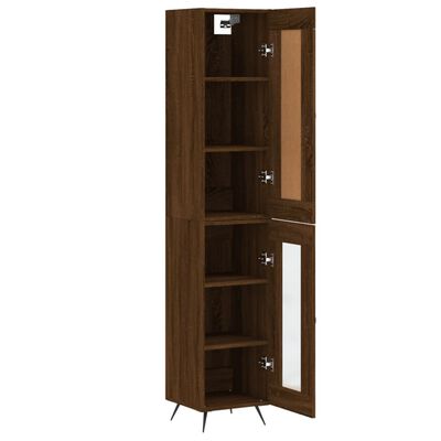 vidaXL Buffet haut Chêne marron 34,5x34x180 cm Bois d'ingénierie