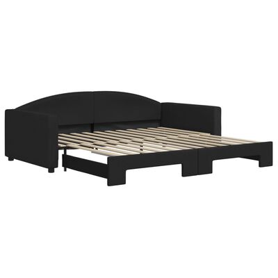 vidaXL Lit de jour avec gigogne sans matelas noir 100x200 cm