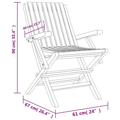 vidaXL Chaises de jardin pliantes lot de 2 61x67x90cm bois massif teck