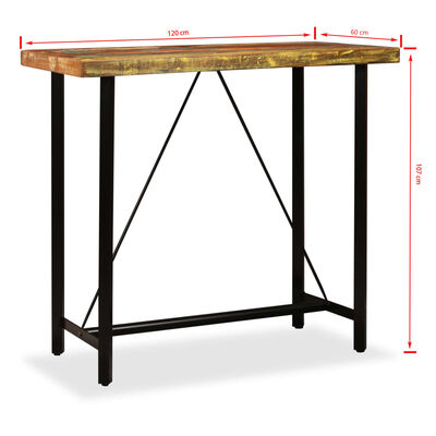 vidaXL Ensemble de bar 5 pcs Bois massif recyclé et cuir véritable