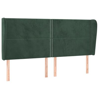 vidaXL Tête de lit avec oreilles Vert foncé 203x23x118/128 cm Velours