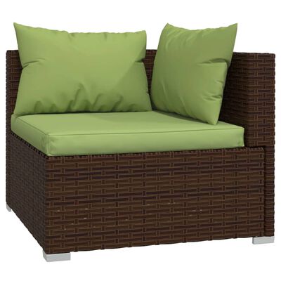 vidaXL Salon de jardin 5 pcs avec coussins résine tressée marron