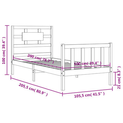 vidaXL Cadre de lit sans matelas blanc 100x200 cm bois de pin massif