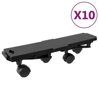 vidaXL Chariots de déménagement à 4 roues 10 pcs noir PP 170 kg