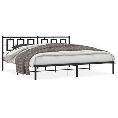 vidaXL Cadre de lit métal sans matelas avec tête de lit noir 200x200cm