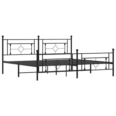 vidaXL Cadre de lit métal sans matelas avec pied de lit noir 200x200cm