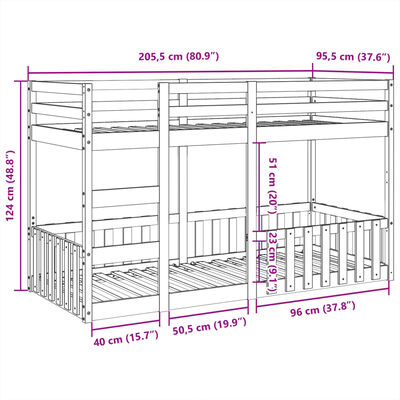 vidaXL Lit superposé 90x200 cm Bois de pin massif