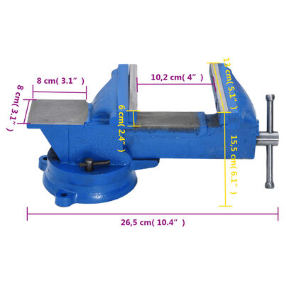 vidaXL Étau d'établi bleu 125 mm fonte