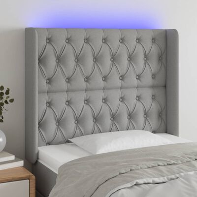 vidaXL Tête de lit à LED Gris clair 103x16x118/128 cm Tissu