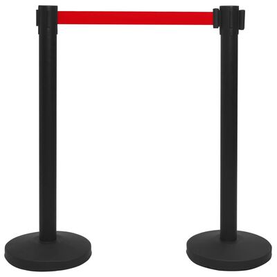 vidaXL Colonne avec bande de barrière d'aéroport Inox Noir