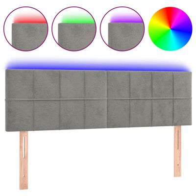 vidaXL Tête de lit à LED Gris clair 144x5x78/88 cm Velours