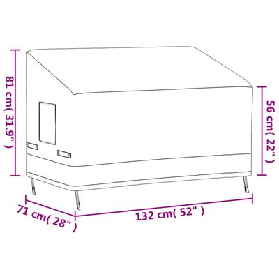 vidaXL Housses de banc 2 places 2 pcs 132x71x56/81cm tissu oxford 600D