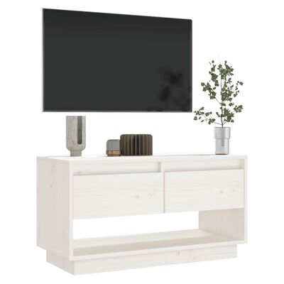 vidaXL Meuble TV Blanc 74x34x40 cm Bois de pin massif