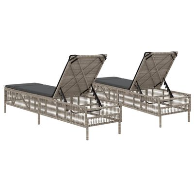 vidaXL Chaises longues avec coussins lot de 2 gris résine tressée