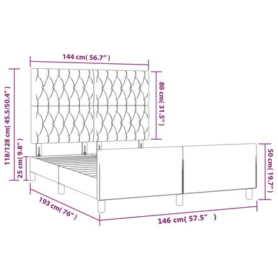 vidaXL Cadre de lit sans matelas noir 140x190 cm velours