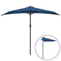 vidaXL Parasol de balcon avec mât en aluminium Bleu 270x144x222cm Demi