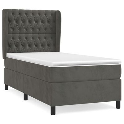 vidaXL Sommier à lattes de lit et matelas Gris foncé 80x200 cm Velours