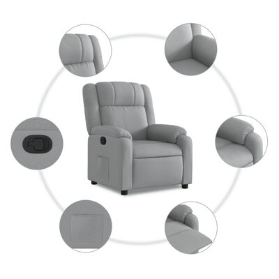 vidaXL Fauteuil inclinable Gris clair Tissu