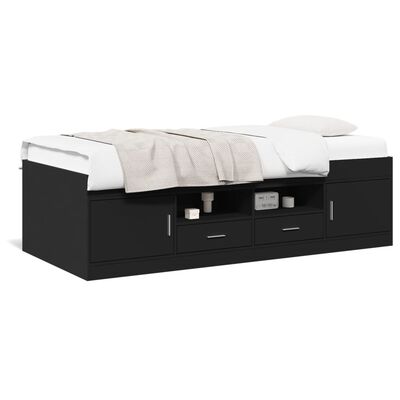 vidaXL Lit de jour avec tiroirs sans matelas noir 75x190 cm