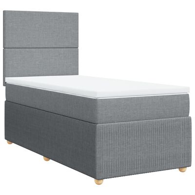 vidaXL Sommier à lattes de lit avec matelas Gris clair 100x200cm Tissu