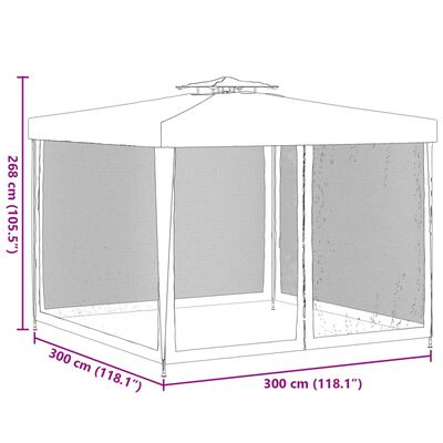 vidaXL Belvédère à double toit bleu 3x3x2,68 m tissu