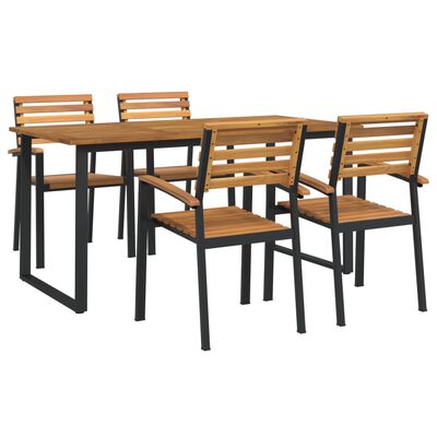 vidaXL Ensemble à manger de jardin 5 pcs bois d'acacia massif et métal