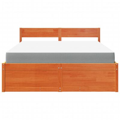 vidaXL Lit avec tiroirs/matelas cire marron 140x200 cm bois massif pin