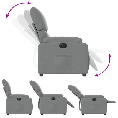 vidaXL Fauteuil inclinable électrique Gris clair Tissu