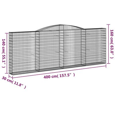 vidaXL Panier de gabions arqué 400x30x140/160 cm Fer galvanisé