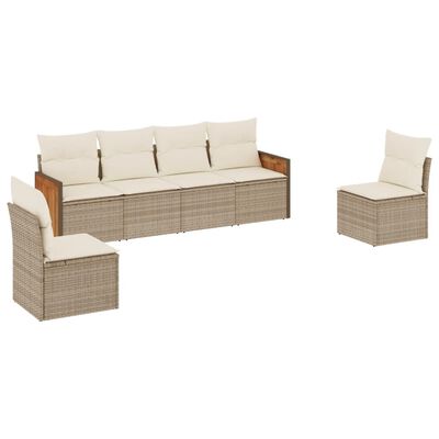 vidaXL Salon de jardin avec coussins 6 pcs beige résine tressée